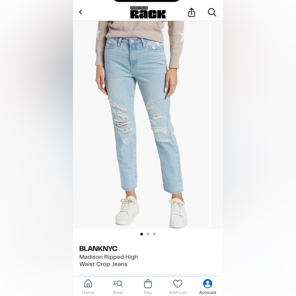 Blank NYC Distressed Light Blue Cropped Jeans